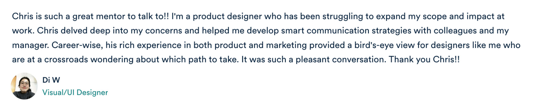 Testimonial from Di W.