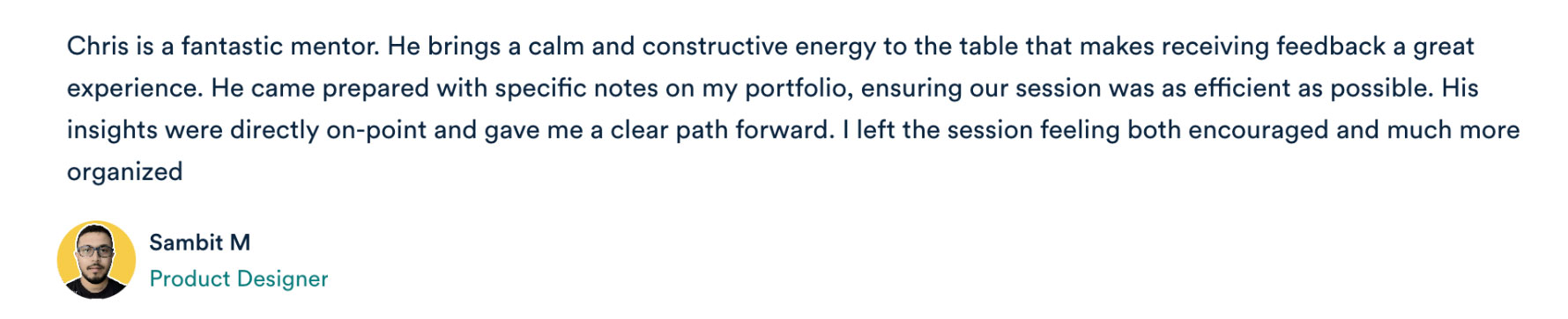 Testimonial from Sambit M.