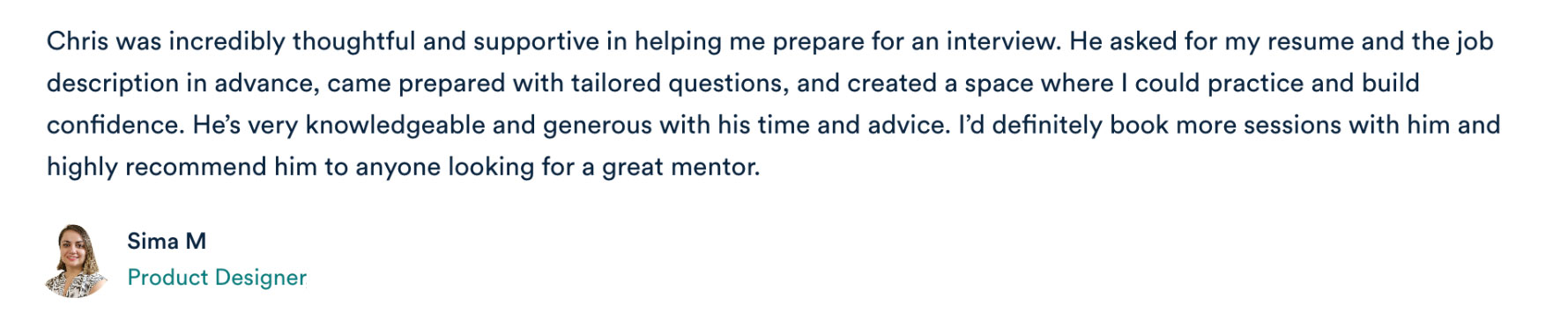 Testimonial from Sima A.